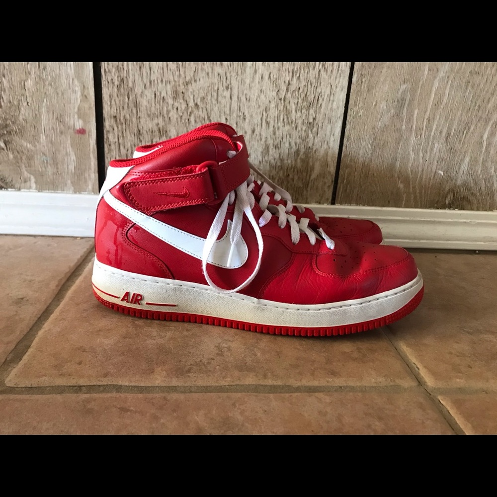 Red and White Nike Air Force 1